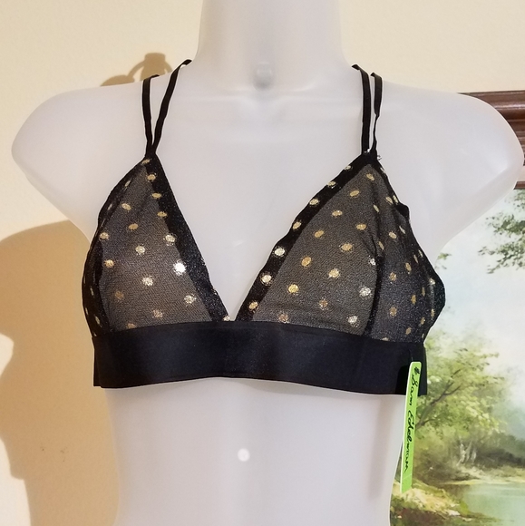 Criss cross Black Gold bralette d17 - Picture 1 of 5